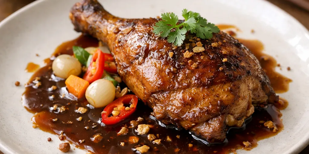 Đùi Gà Sous‑Vide Khói Lá Nhãn & Sốt Caramel Cà Phê‑Nước Mắm — Bản Giao Hưởng Ẩm Thực Việt