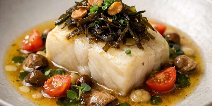 Bacalhau Confitado em Manteiga Chá-Kombu — Receita Michelin com Segredo Umami