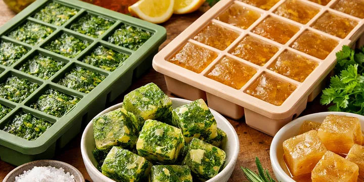 把香草和剩汤制成烹饪冰块：节省时间又不浪费